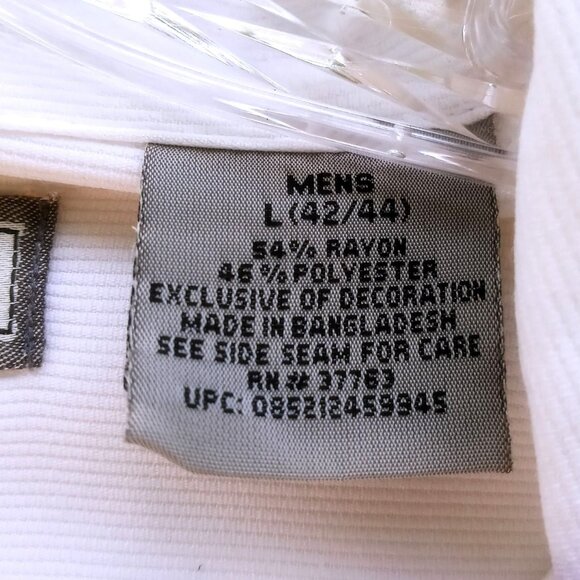 Monte Carlo Men's Large Dress Shirt White Embroidered Short Sleeve Button-Up - Picture 4 of 11